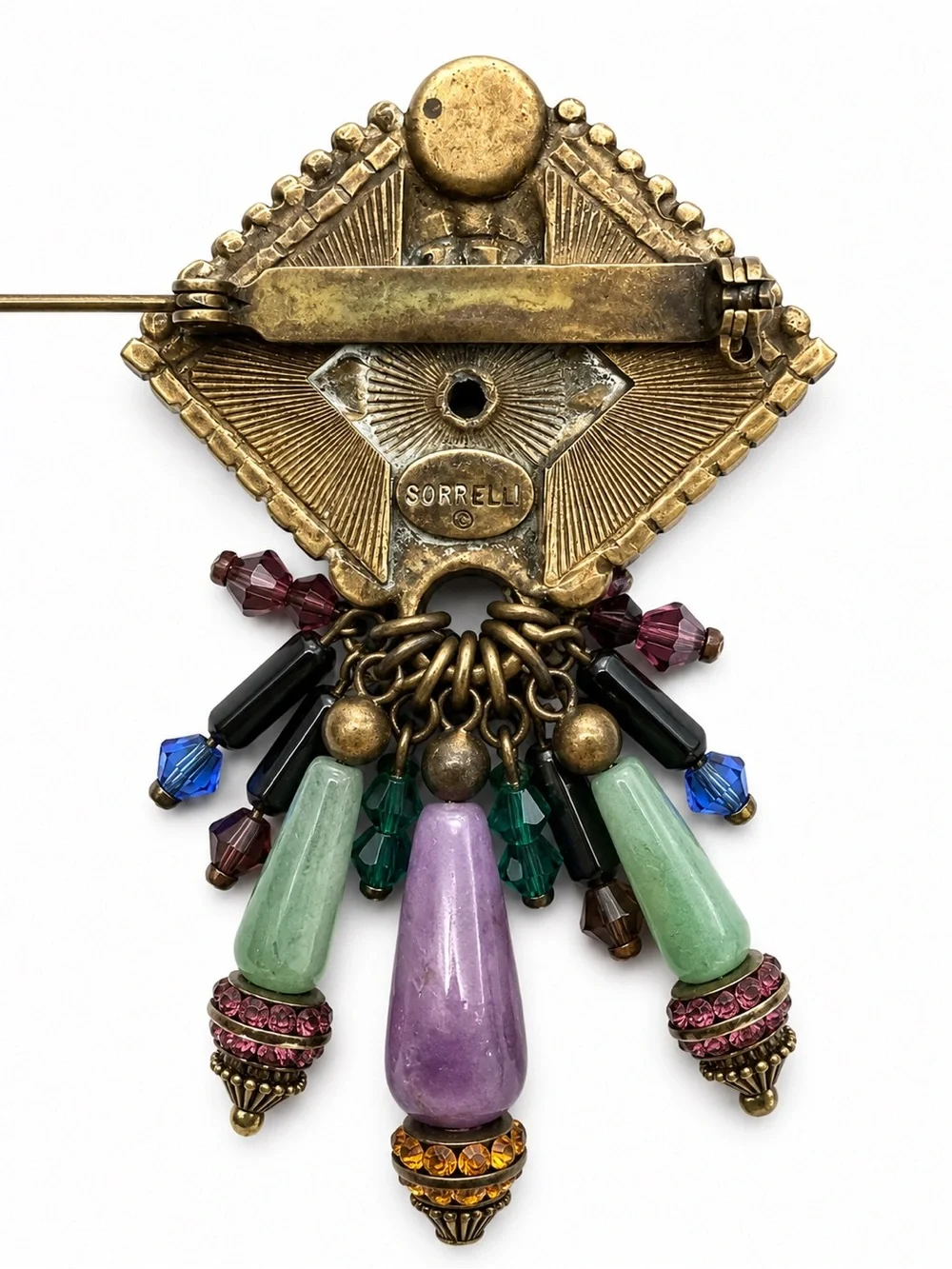 Vintage Sorrelli Victorian Revival Natural Stone Dangle Brooch